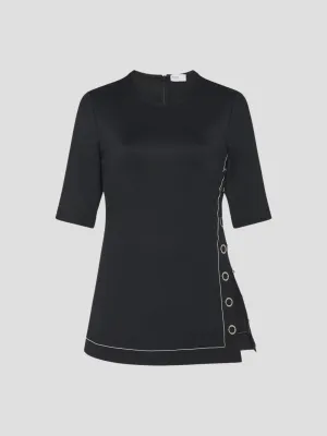 Short Sleeve Snap Top in Black
