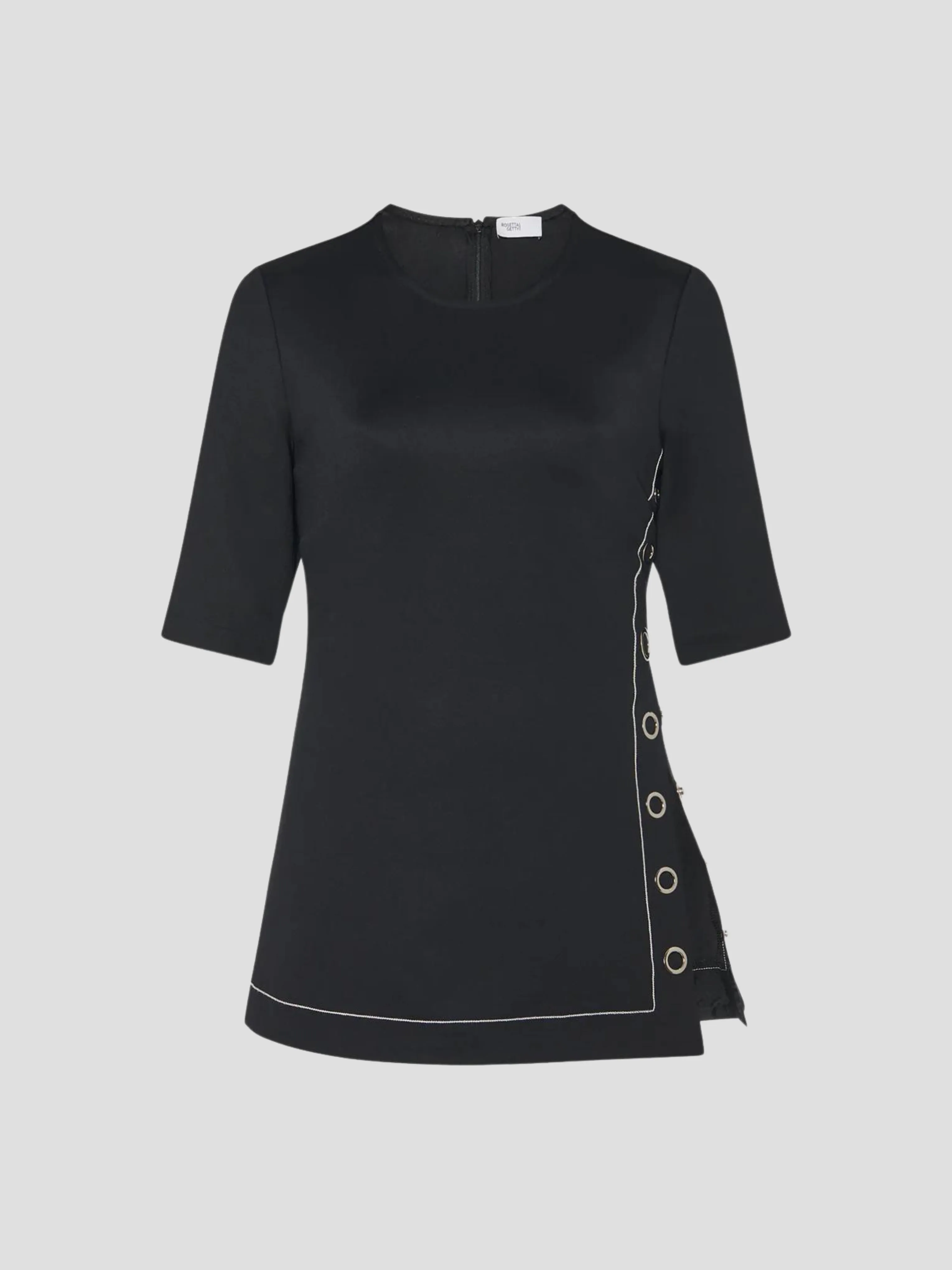 Short Sleeve Snap Top in Black