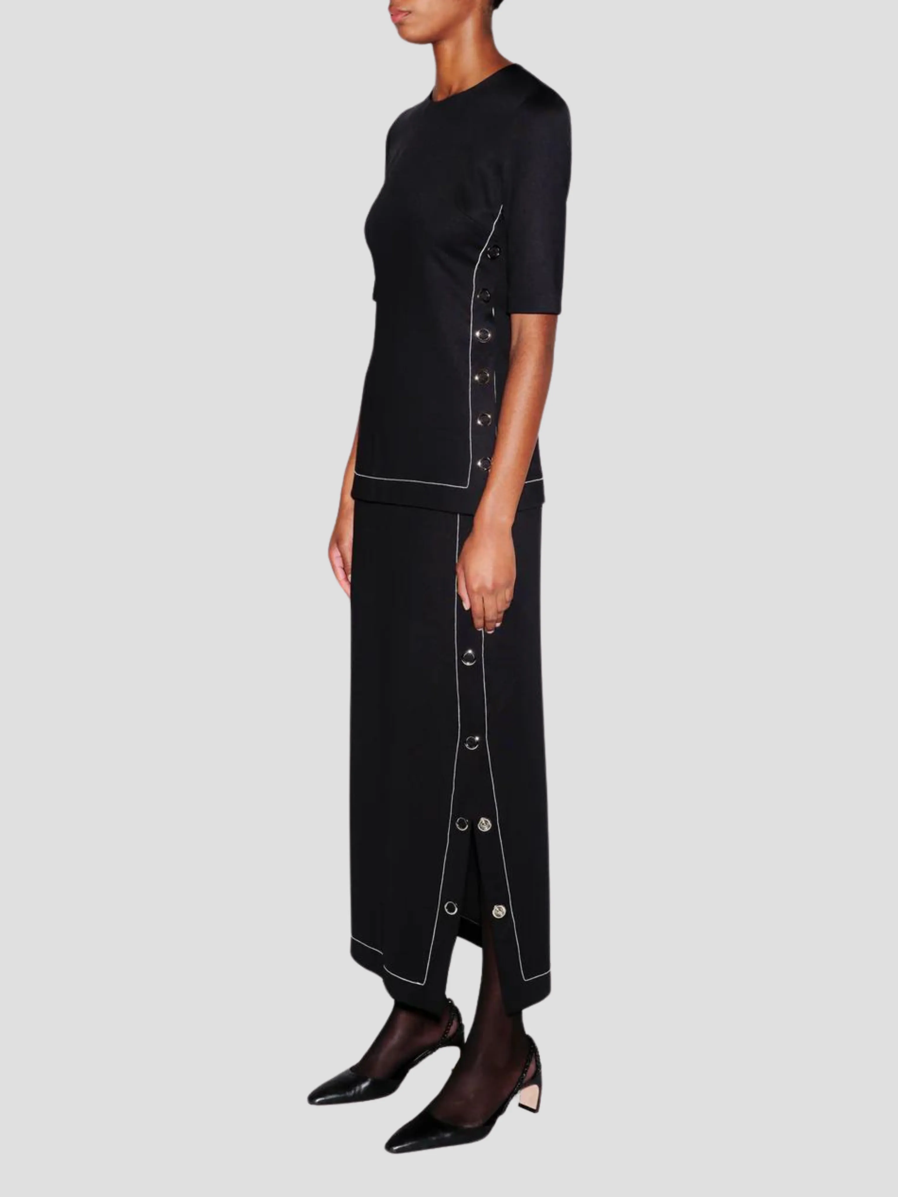 Short Sleeve Snap Top in Black