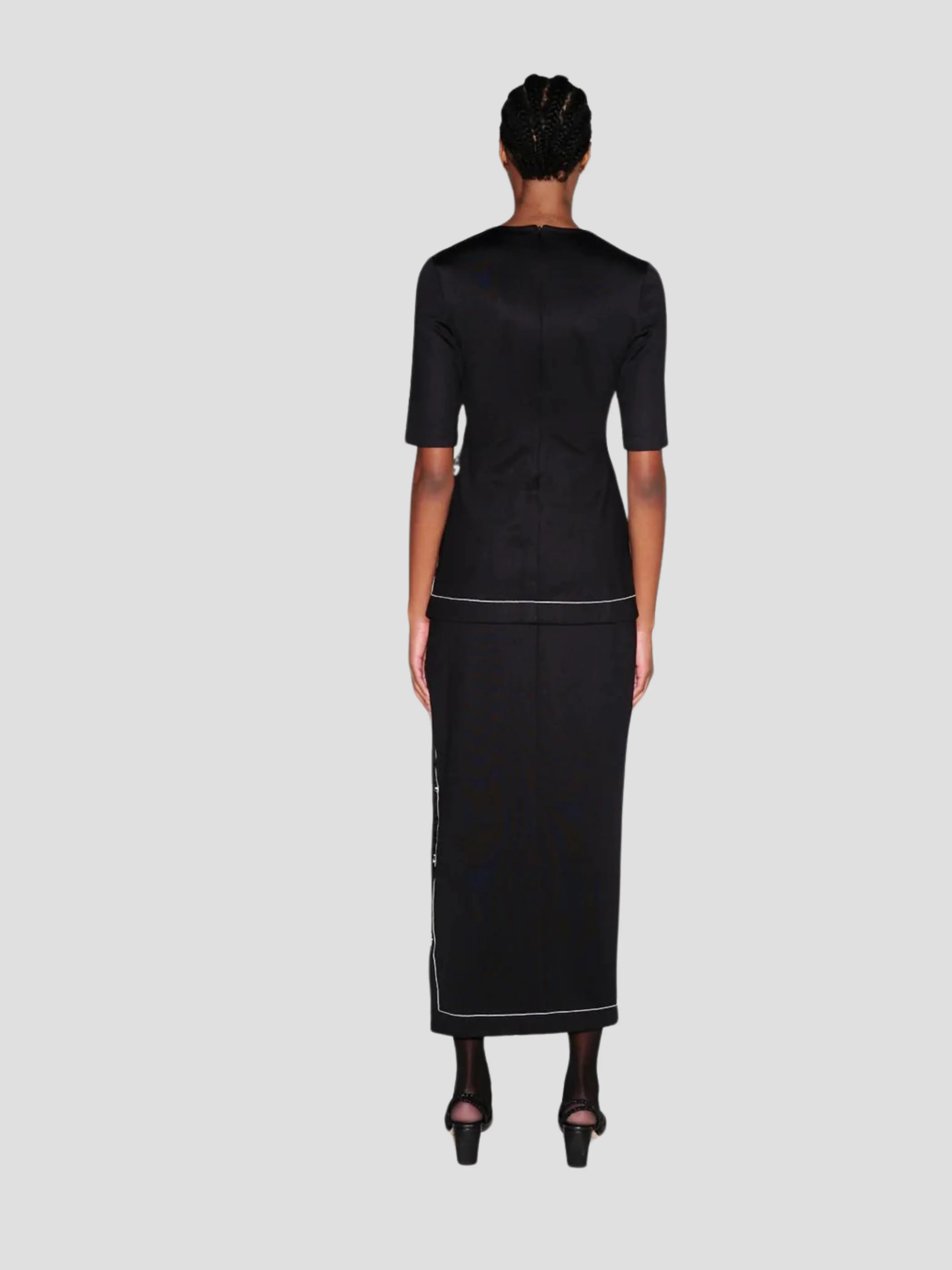 Short Sleeve Snap Top in Black