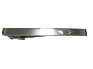 Silver Toned Etched Sleek African Cichlid Fish Tie Clip
