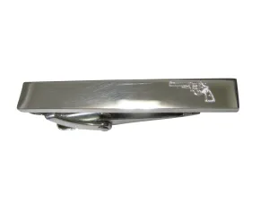 Silver Toned Etched Sleek Revolver Gun Pistol Skinny Tie Clip