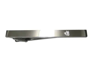 Silver Toned Etched Sleek Side Facing Dog Head Tie Clip