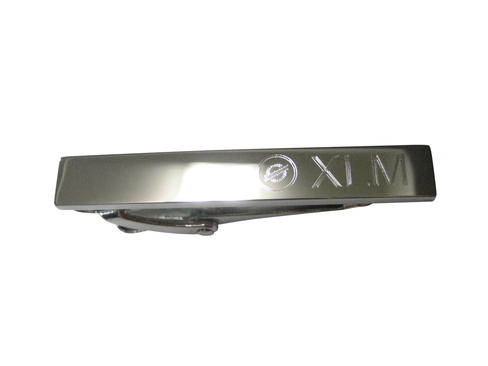Silver Toned Etched Sleek Stellar Lumens Coin XLM Cryptocurrency Blockchain Skinny Tie Clip