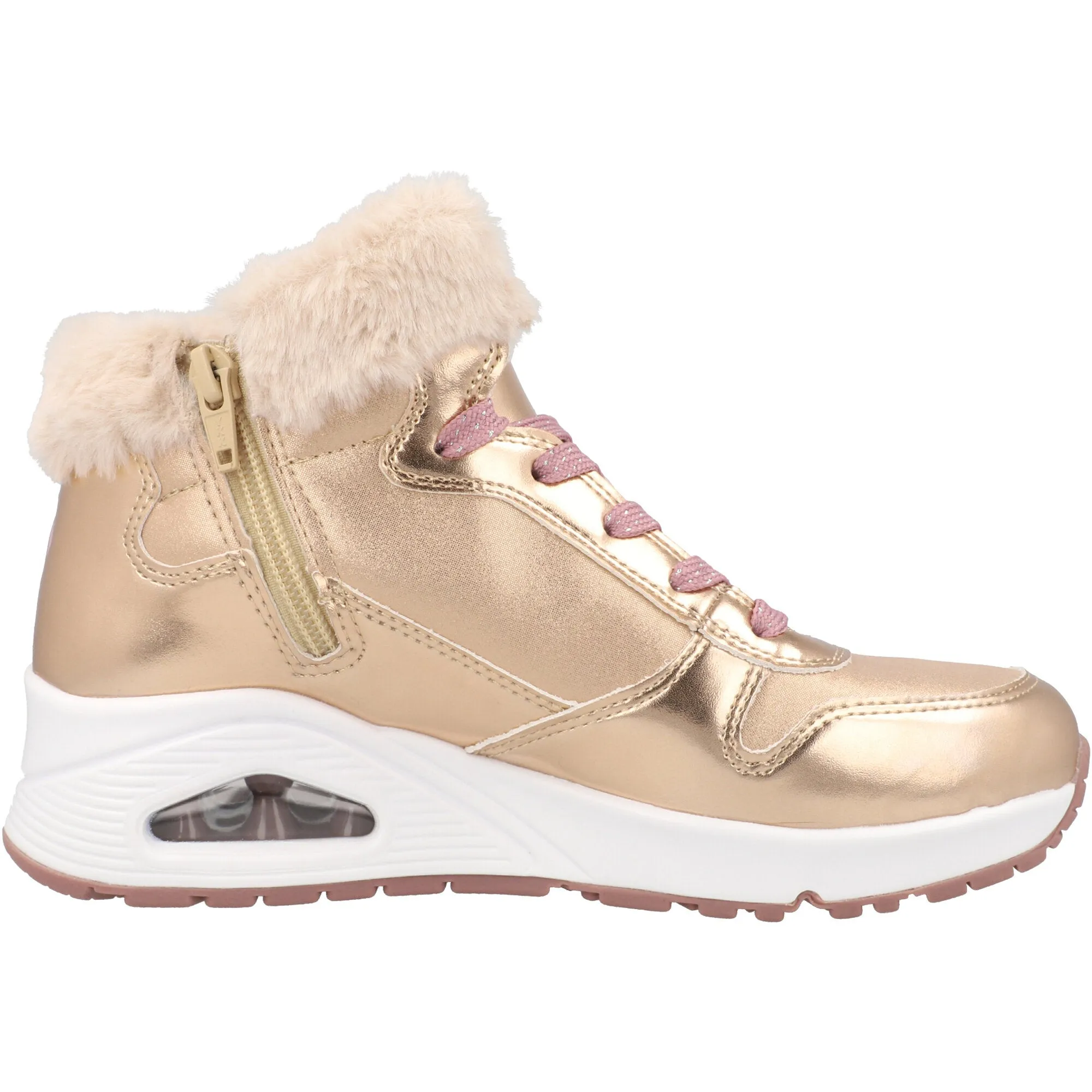 Skechers Uno Rose Gold High-Top Sneaker Boot
