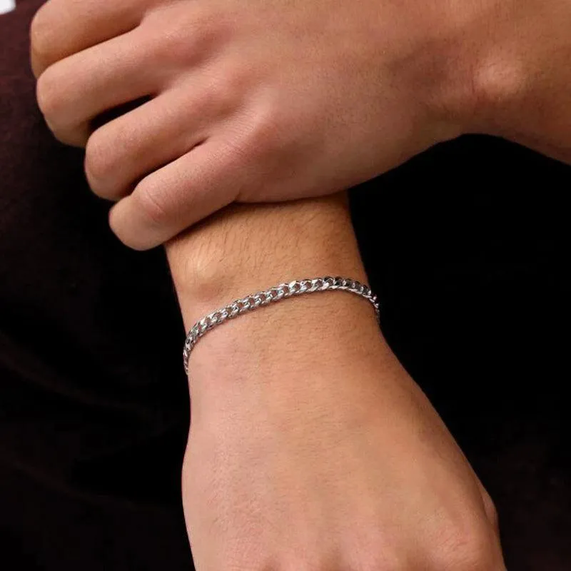 Sterling Silver 7" 4.3mm Curb Link Italian Bracelet