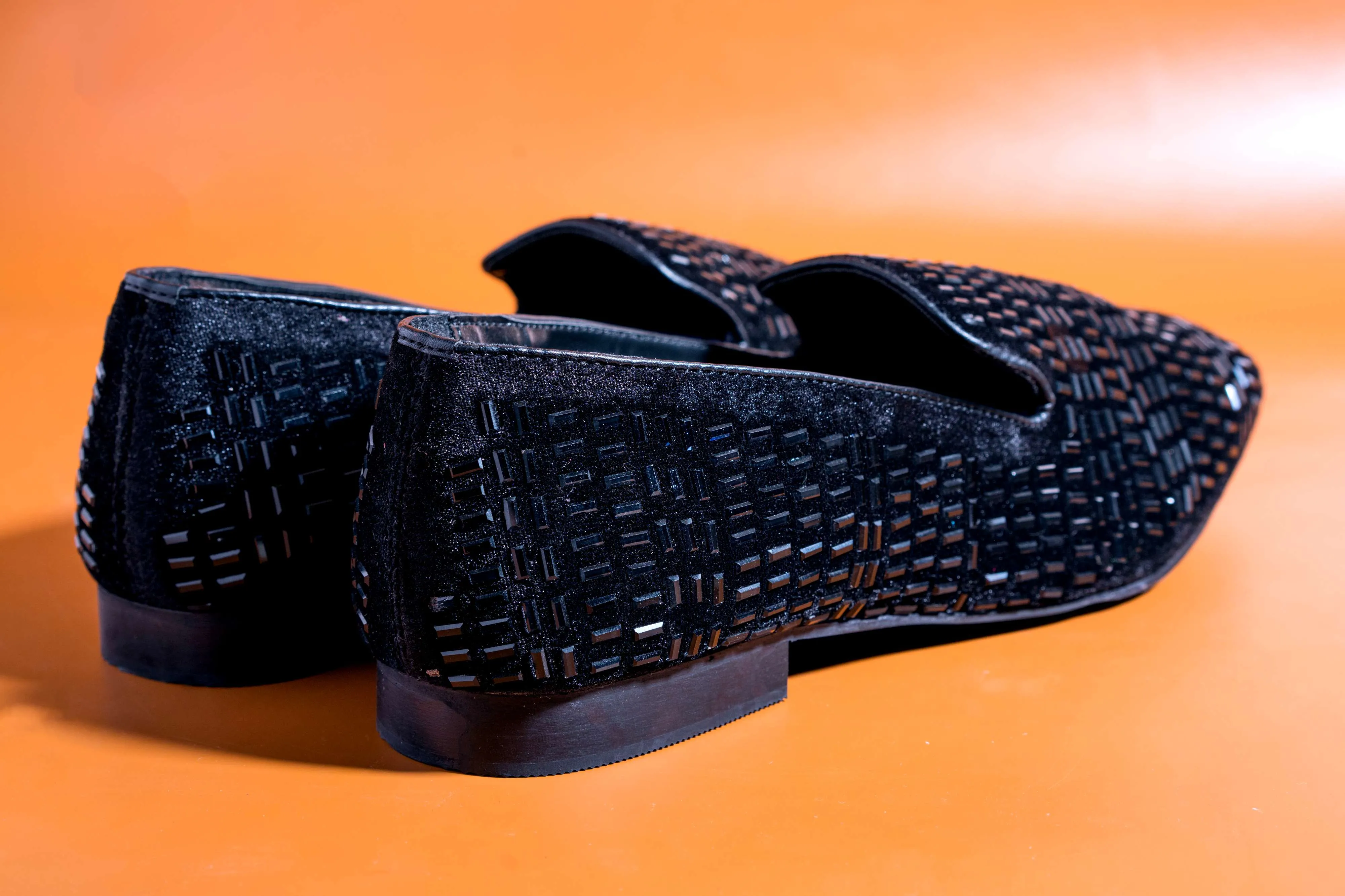 Stylish Men's Fashion Wedding Imported Studded Black Moccasins High Quality Slip On Flat Loafer-Unique and Classy
