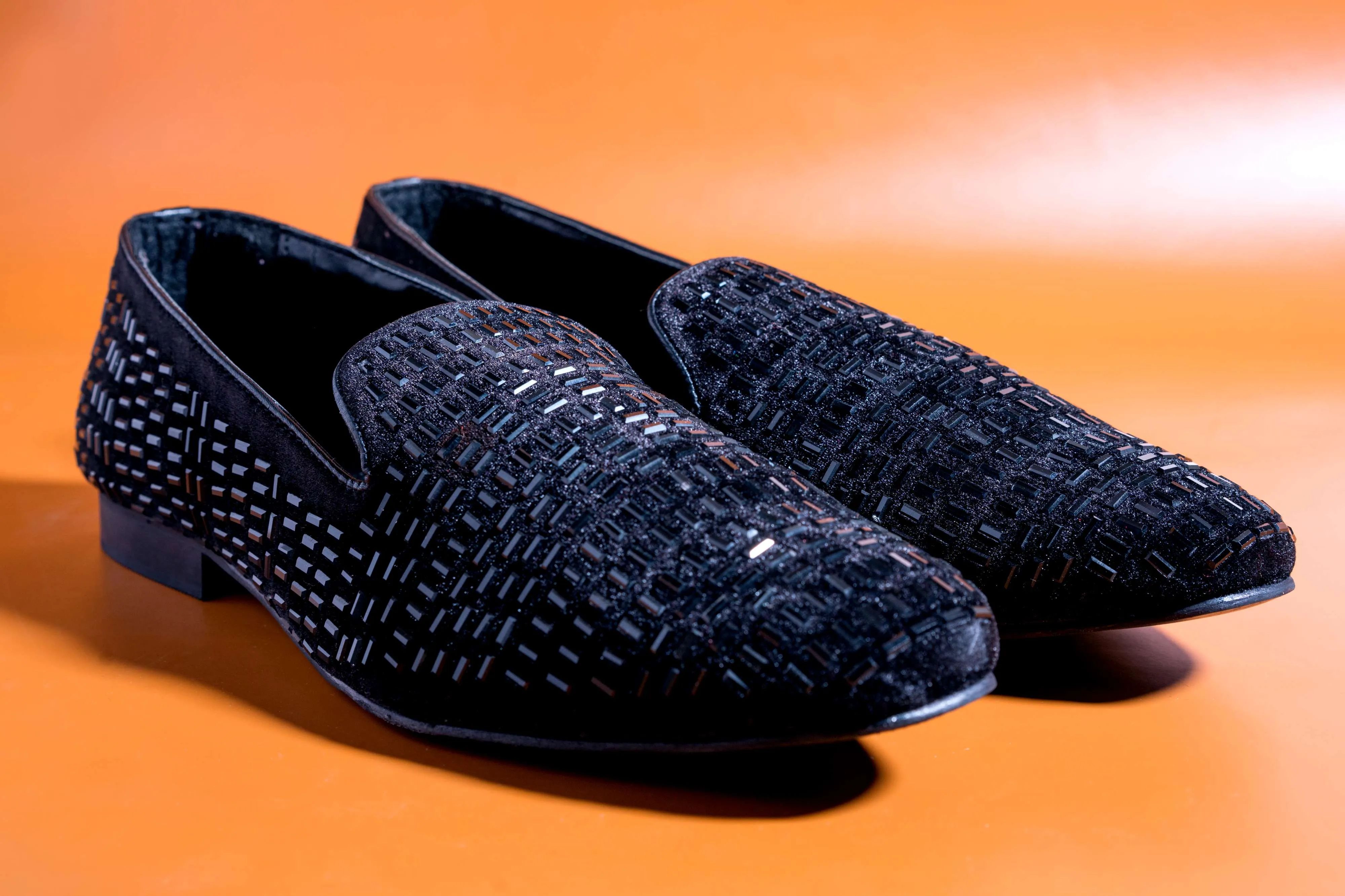 Stylish Men's Fashion Wedding Imported Studded Black Moccasins High Quality Slip On Flat Loafer-Unique and Classy