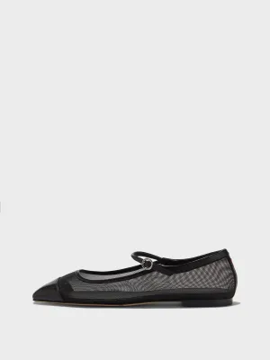 Uma Mesh Toe-Cap Mary-Jane Flats