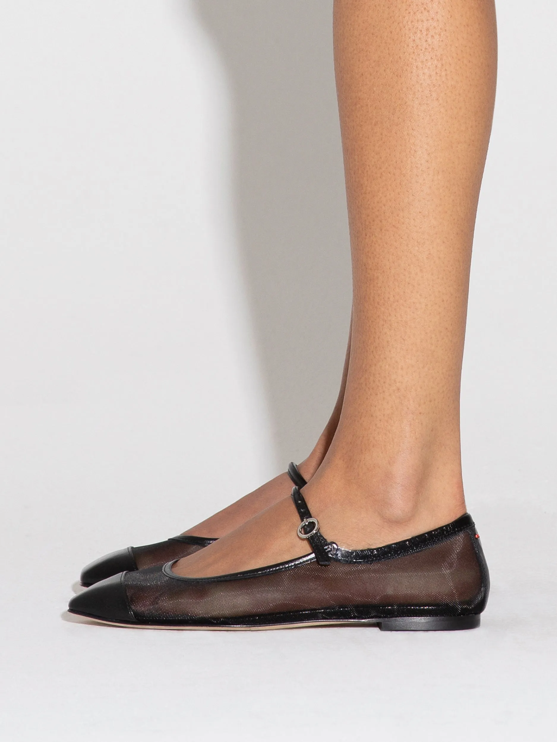 Uma Mesh Toe-Cap Mary-Jane Flats