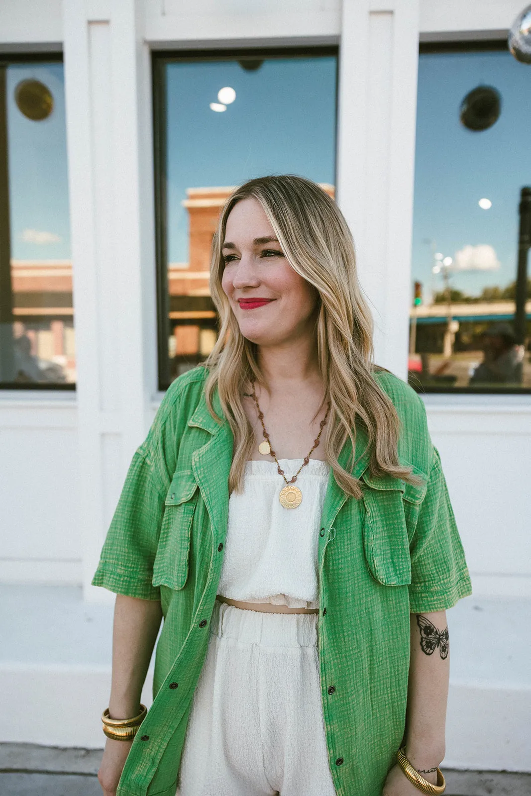valerie button down shirt in green
