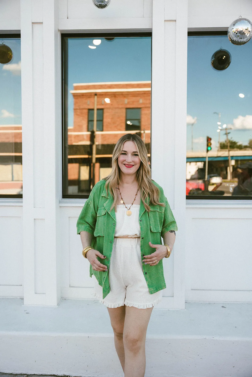 valerie button down shirt in green