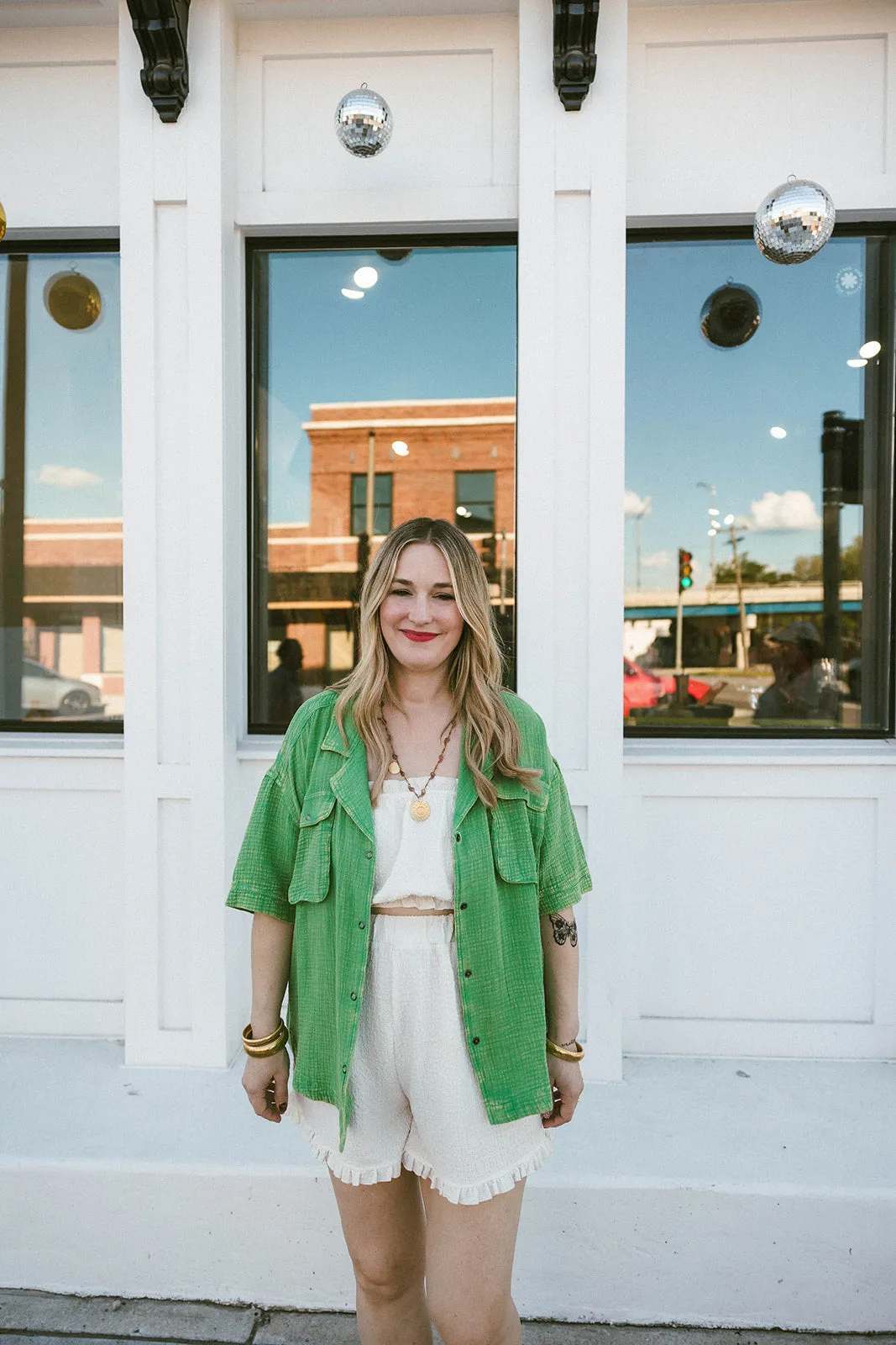 valerie button down shirt in green