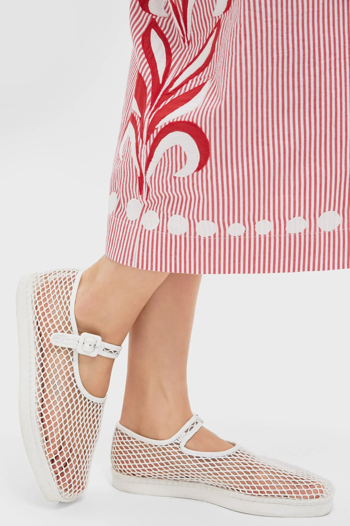 White Netted Mesh Rita Mary Janes