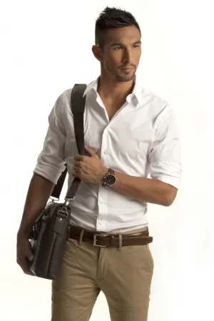 White Shirt and Black Bag for Men