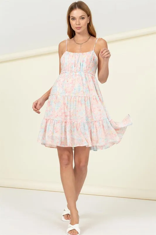 Women's Flirty Floral Tie-Strap Midi Dress