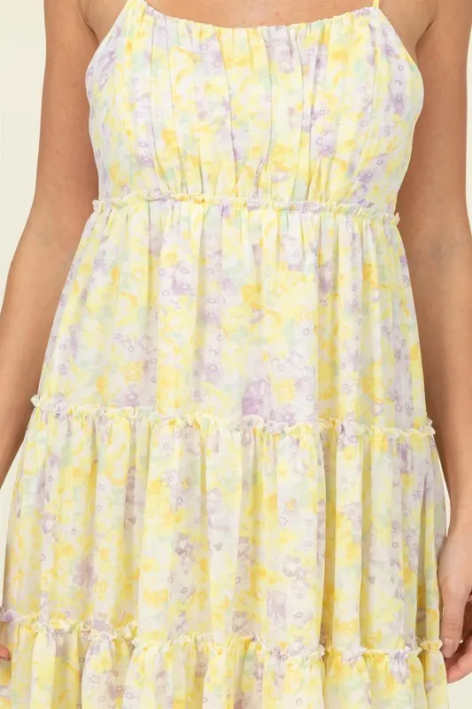 Women's Flirty Floral Tie-Strap Midi Dress