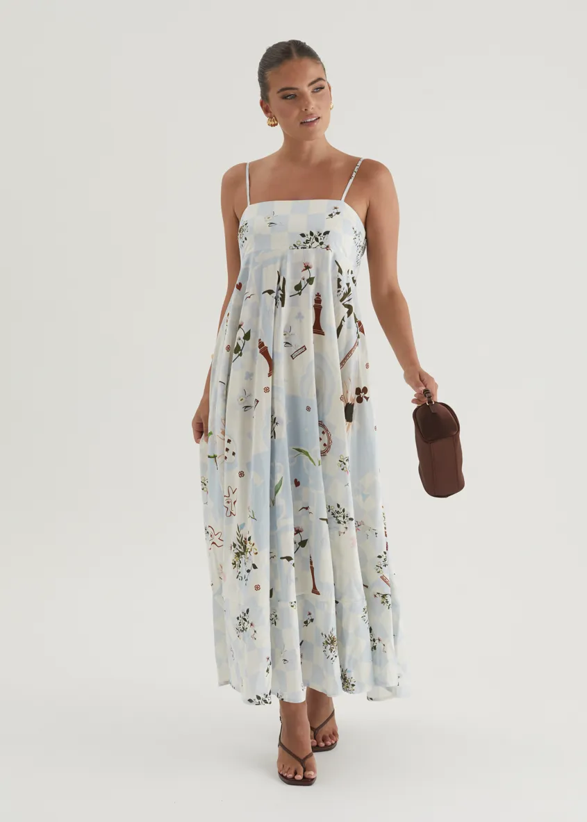 Xanthe Maxi Dress - Blue Patchwork