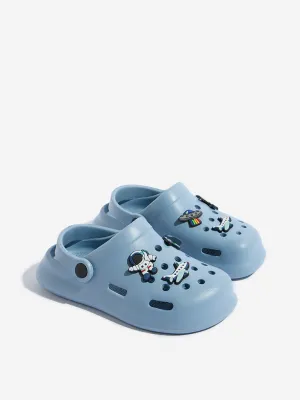 Yellow Blue Applique-Detailed Slingback Clogs