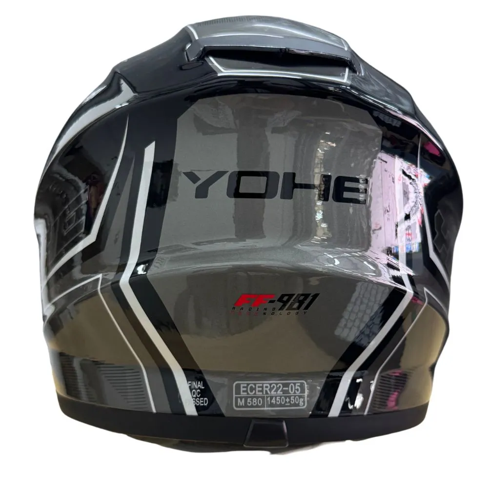 YOHE 981 Shinny Grey/Black Gloss Helmet