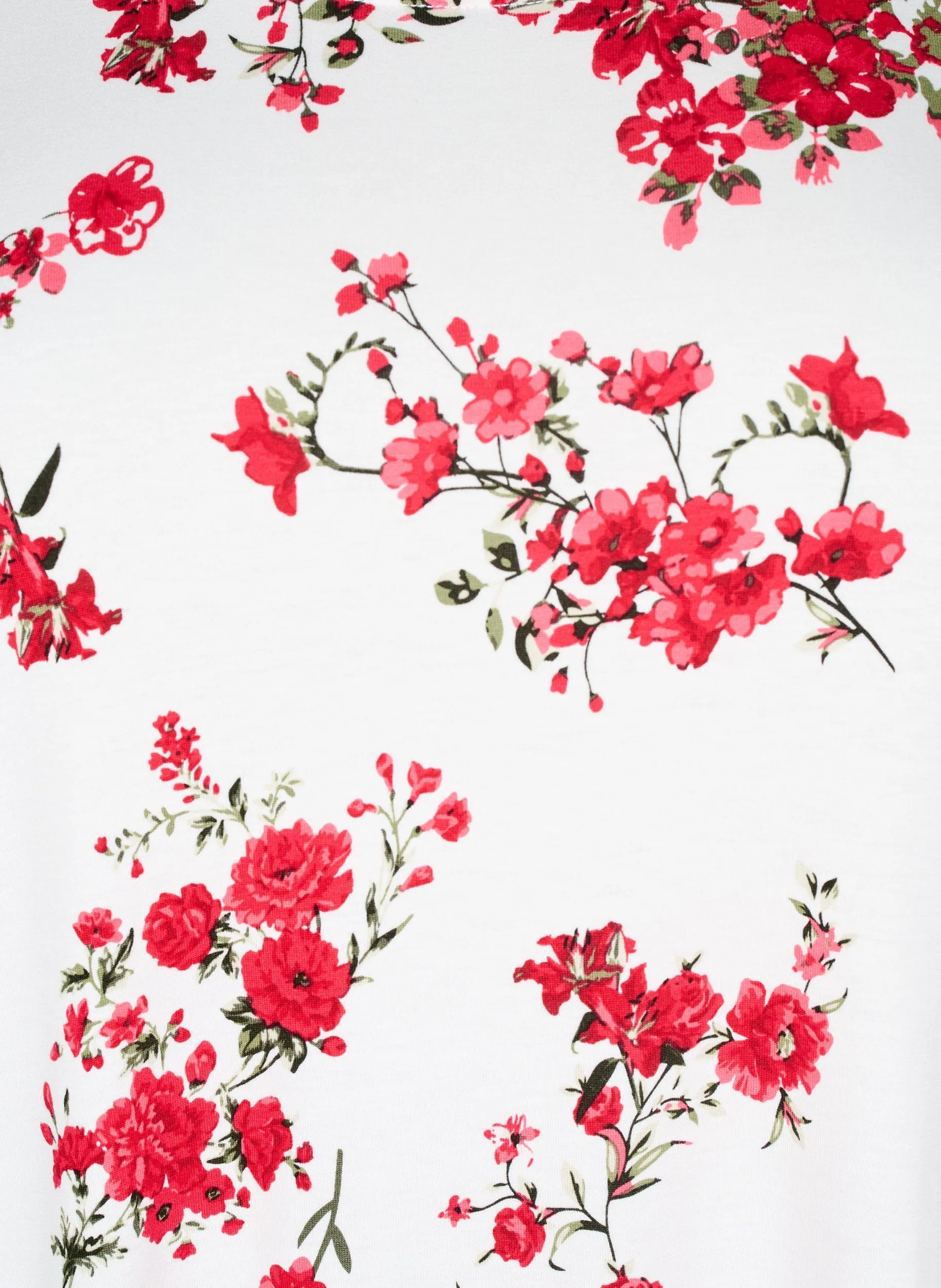 Zizzi Malis White T-Shirt with Red Flowers